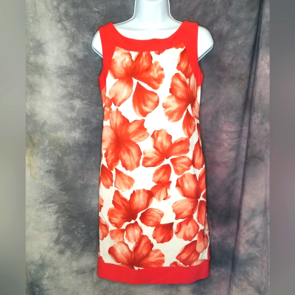 Dress Barn Size 4 Red Floral Sheath Dress